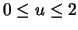 $0\leq u \leq 2$