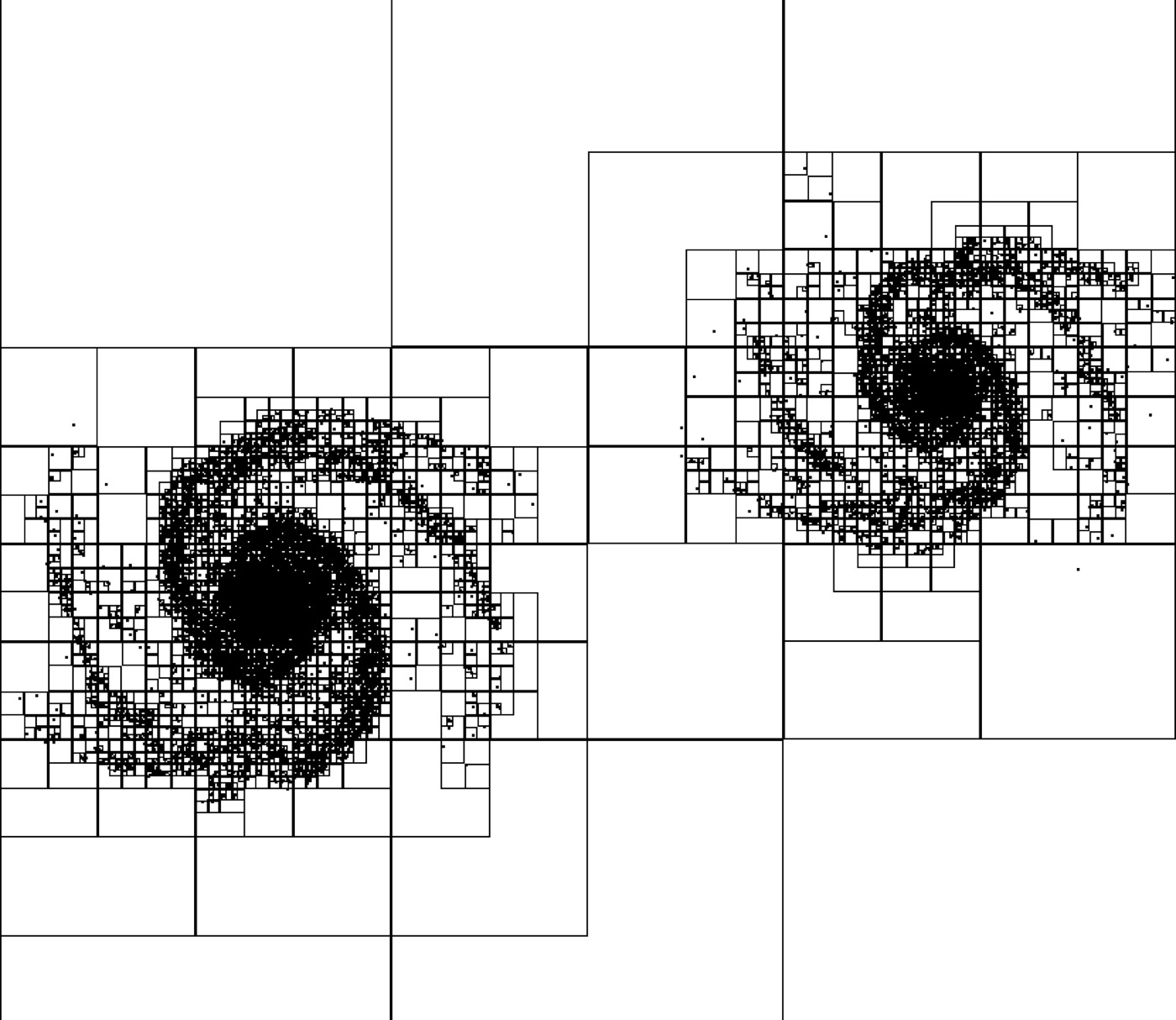 Two spiral galaxies formed in the SINGS gravity simulation